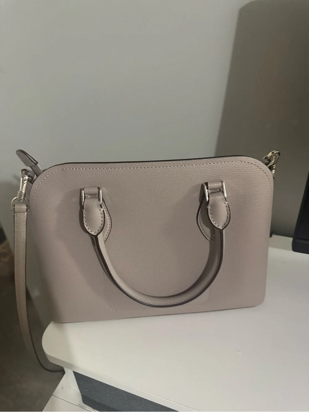 kate spade Pebbled Leather Satchel in Light Taupe